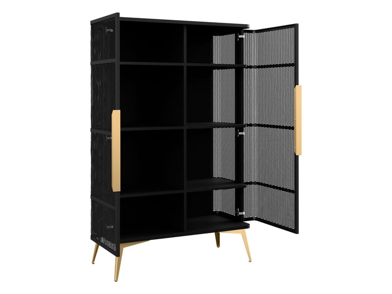 Mireva Möbelset vardagsrum - Tv-bänk, vitrinskåp och skänk - svart, guld - Möbler - Möbelset - Möbelset för vardagsrum