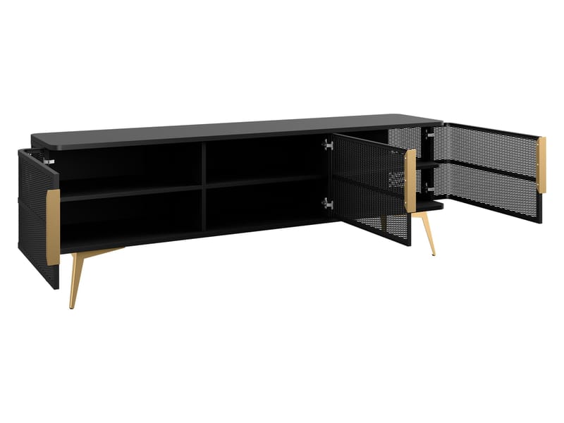Mireva Möbelset vardagsrum - Tv-bänk, vitrinskåp och skänk - svart, guld - Möbler - Möbelset - Möbelset för vardagsrum