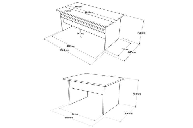 Desgrar Möbelset Kontor - Brun/Betonggrå/Antracit - Möbelset för kontor