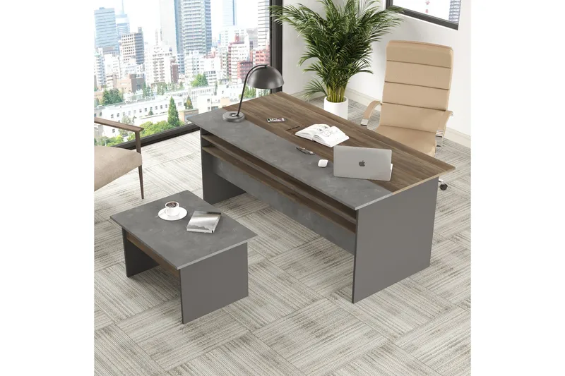 Desgrar Möbelset Kontor - Brun/Betonggrå/Antracit - Möbler - Möbelset - Möbelset för kontor