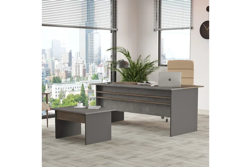 Desgrar Möbelset Kontor - Brun/Betonggrå/Antracit - Möbler - Möbelset - Möbelset för kontor