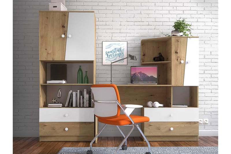 Möbelset för Kontor NERO - Natur/Vit - Möbelset för kontor