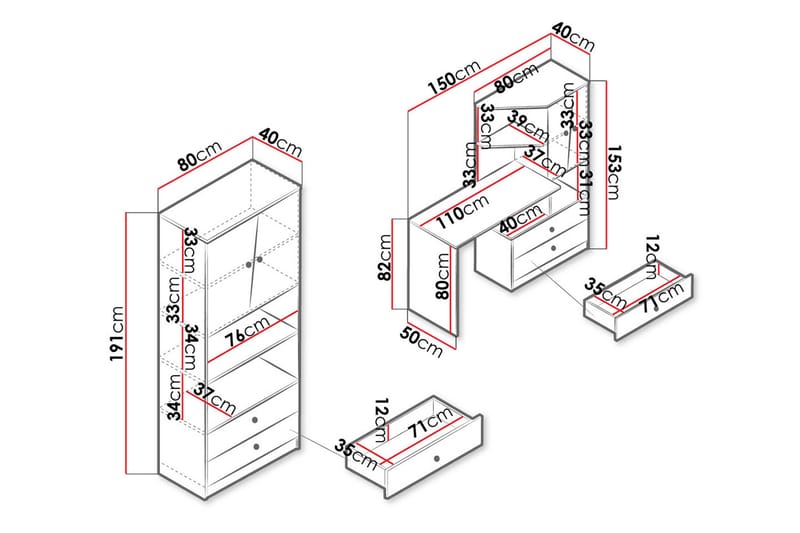 Möbelset för Kontor NERO - Natur/Vit - Möbler - Möbelset - Möbelset för kontor