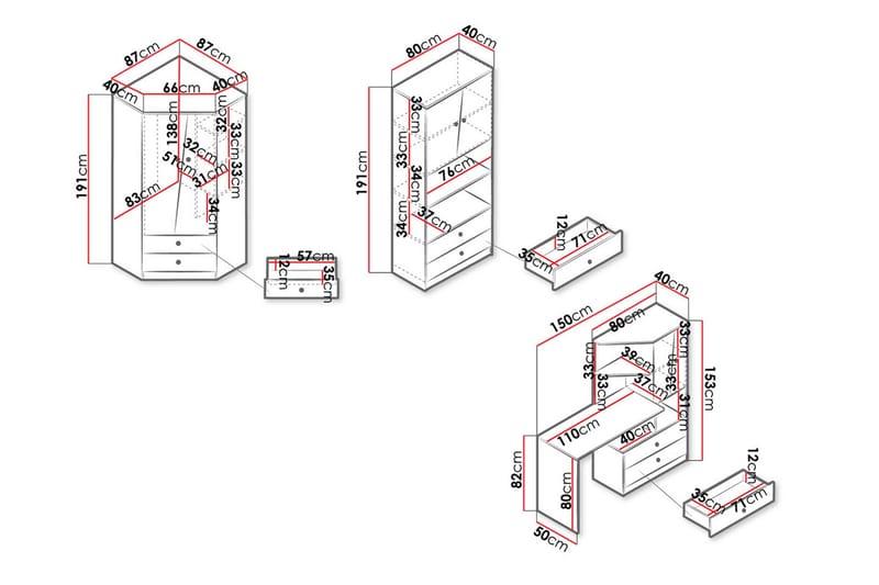 Möbelset för Kontor NERO - Natur/Vit/Grå - Möbler - Möbelset - Möbelset för kontor