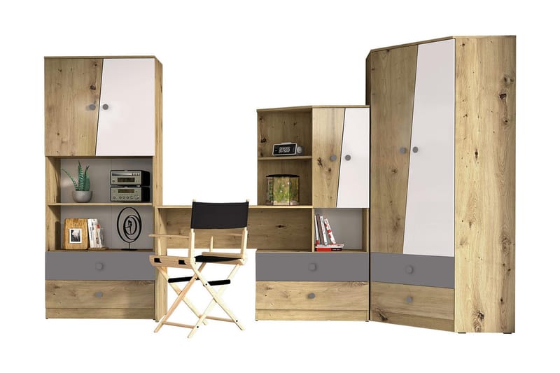 Möbelset för Kontor NERO - Natur/Vit/Grå - Möbler - Möbelset - Möbelset för kontor