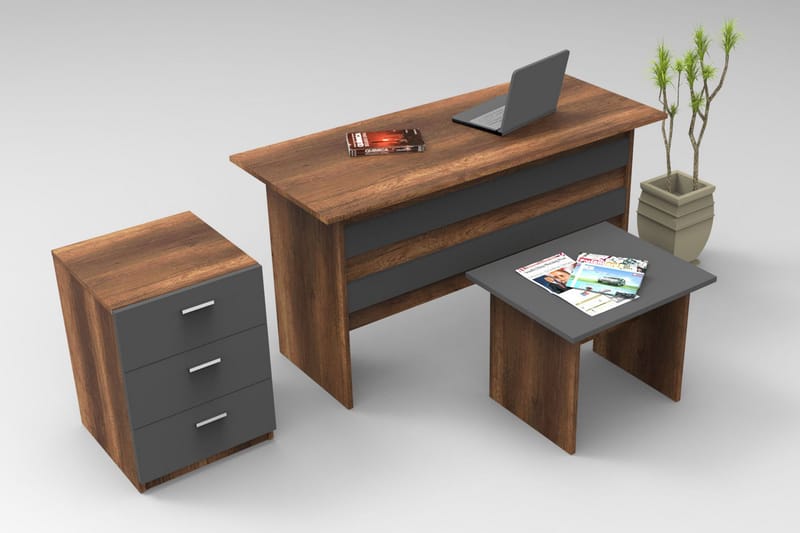 Oitver Möbelset Kontor - Teak/Antracit - Möbelset för kontor
