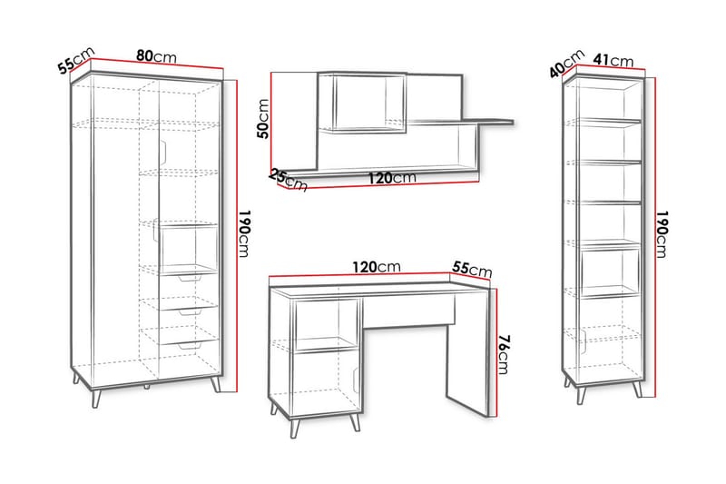 Sayuki Möbelset För Kontor - Vit/Grå - Möbler - Möbelset - Möbelset för kontor