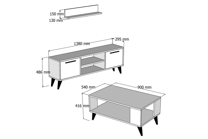 Aldeboarn Möbelset 30x138 cm - Valnöt - Möbelset för vardagsrum