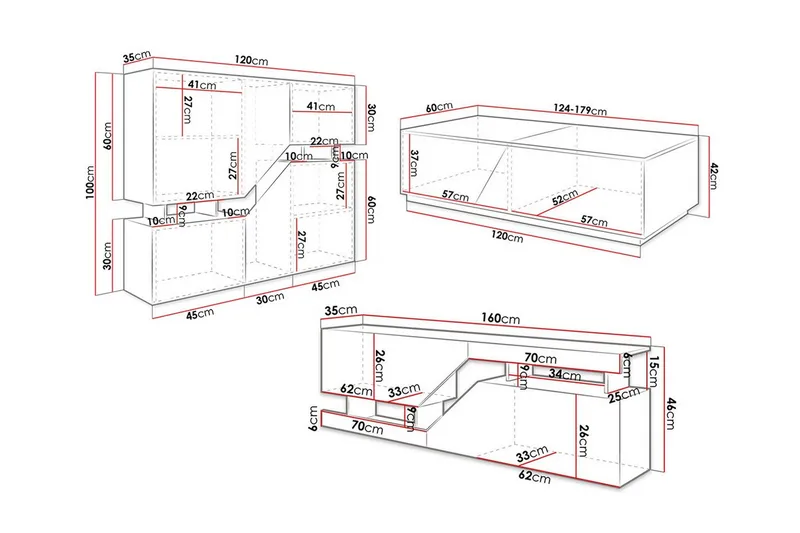 Carbost Möbelset För Vardagsrum Anthracite - Möbler - Möbelset - Möbelset för vardagsrum