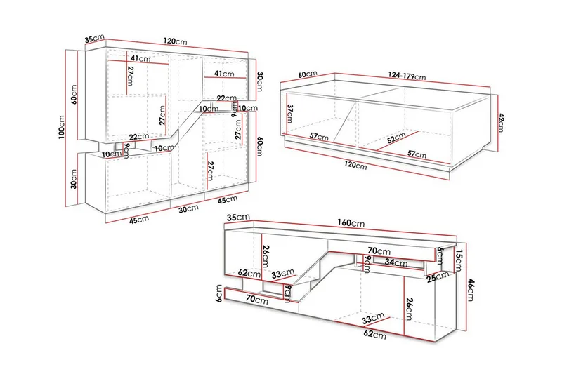 Carbost Möbelset För Vardagsrum White - Möbler - Möbelset - Möbelset för vardagsrum