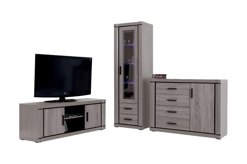 Dallas Vardagsrumsset LED-belysning - Ek - Möbler - Möbelset - Möbelset för vardagsrum