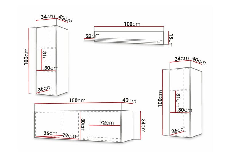 Dunvegan Möbelset För Vardagsrum Black - Möbler - Möbelset - Möbelset för vardagsrum