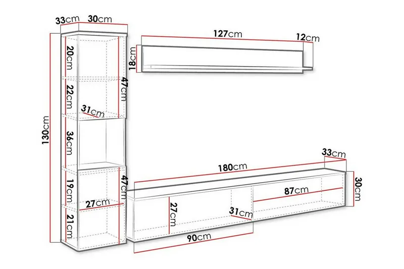 Galbally Möbelset För Vardagsrum Brown - Möbler - Möbelset - Möbelset för vardagsrum