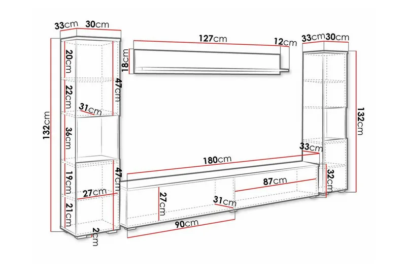 Galbally Möbelset För Vardagsrum Brown - Möbler - Möbelset - Möbelset för vardagsrum