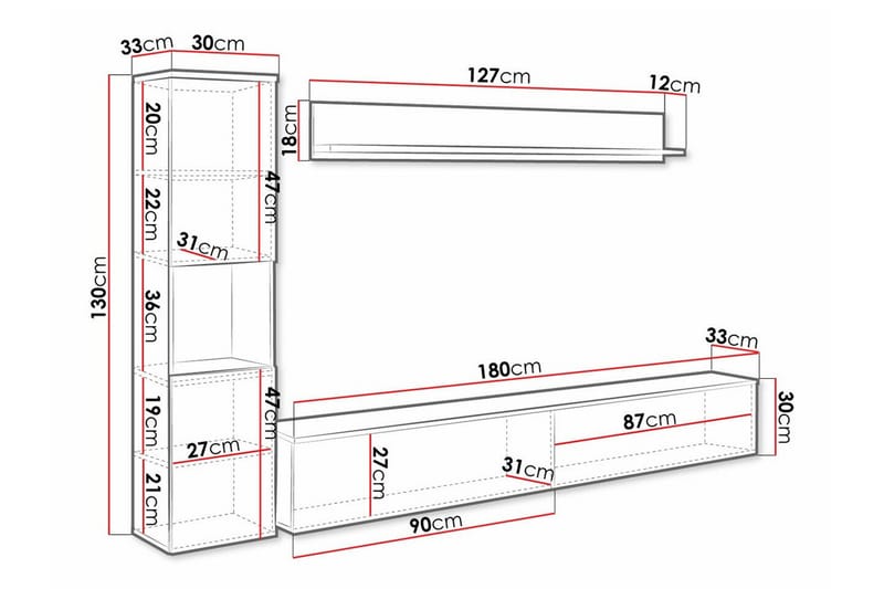 Galbally Möbelset För Vardagsrum - Vit - Möbler - Möbelset - Möbelset för vardagsrum