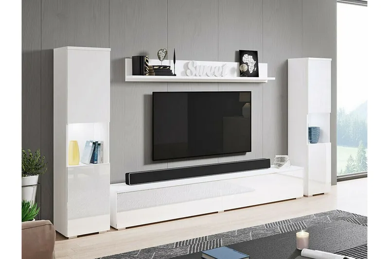 Galbally Möbelset För Vardagsrum White - Möbler - Möbelset - Möbelset för vardagsrum