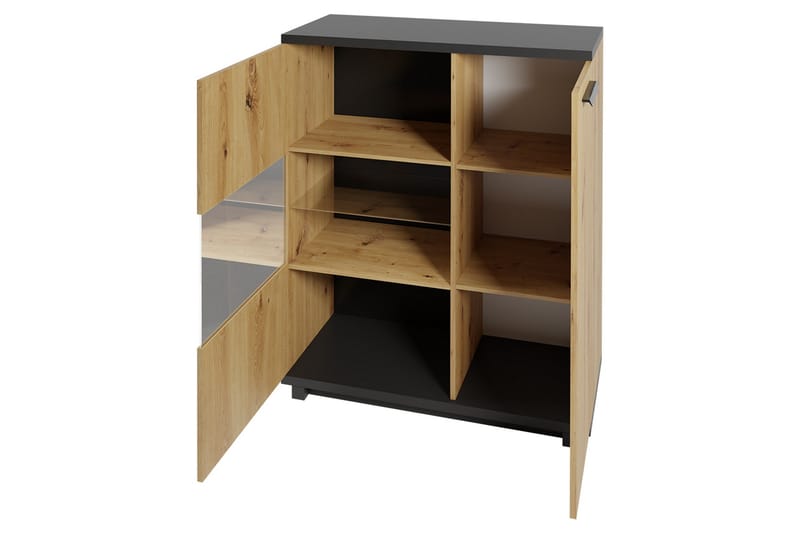 Ines Vardagsrumsset LED-belysning - Ek/Svart - Möbler - Möbelset - Möbelset för vardagsrum