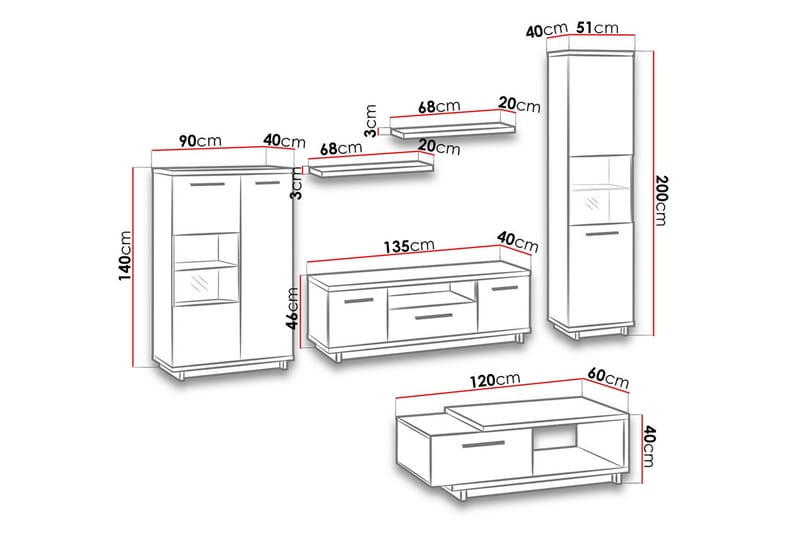 Ingram Vardagsrumsset - Ek/Svart - Möbler - Möbelset - Möbelset för vardagsrum