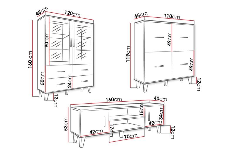 Kardos Vardagsrumsset - Natur/Svart - Möbler - Möbelset - Möbelset för vardagsrum