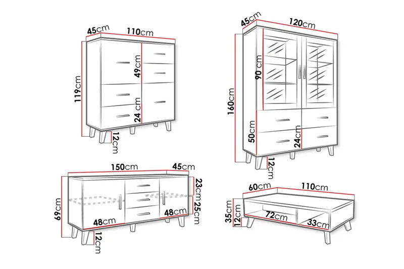 Kardos Vardagsrumsset - Natur/Svart - Möbler - Möbelset - Möbelset för vardagsrum