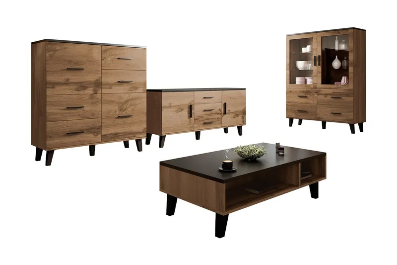 Kardos Vardagsrumsset - Natur/Svart - Möbler - Möbelset - Möbelset för vardagsrum