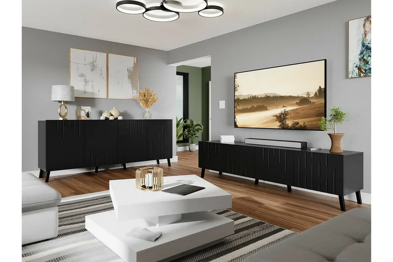 Kintore Möbelset För Vardagsrum Black - Möbler - Möbelset - Möbelset för vardagsrum