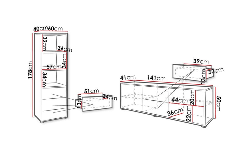 Kintore Möbelset För Vardagsrum NO_BRAND White - Möbler - Möbelset - Möbelset för vardagsrum