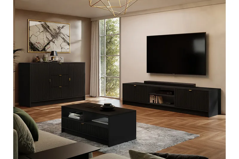 Kintore Möbelset För Vardagsrum - Svart - Möbler - Möbelset - Möbelset för vardagsrum