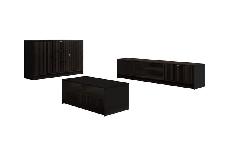 Kintore Möbelset För Vardagsrum, Svart