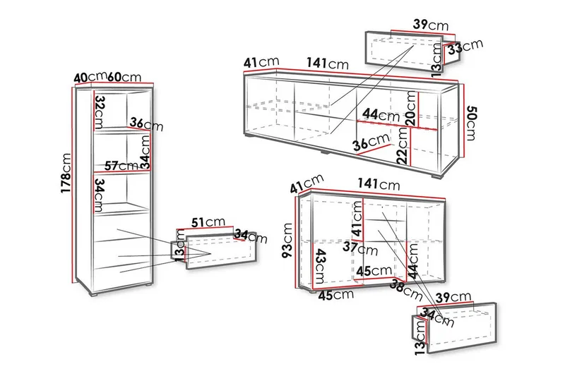 Kintore Möbelset För Vardagsrum White - Möbler - Möbelset - Möbelset för vardagsrum