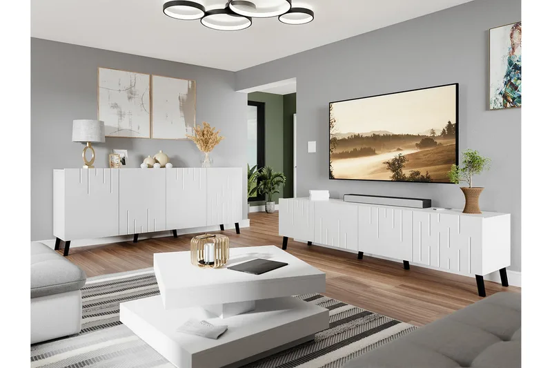 Kintore Möbelset För Vardagsrum White - Möbler - Möbelset - Möbelset för vardagsrum