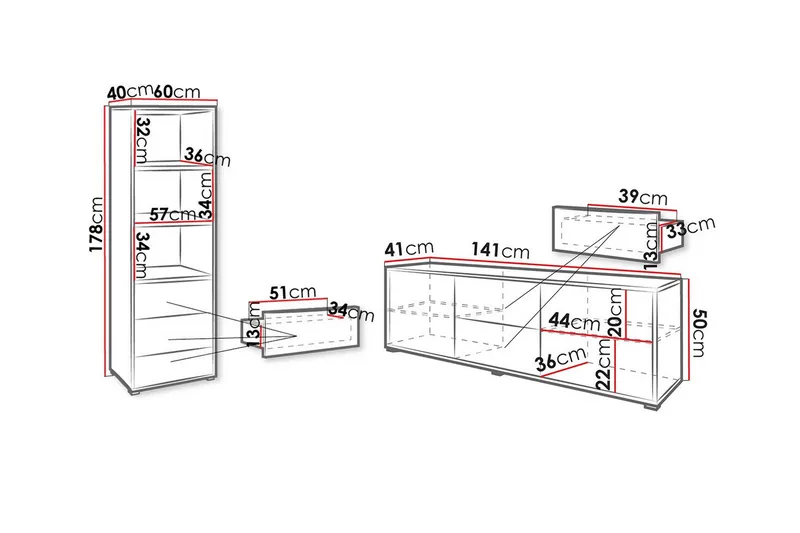 Kintore Möbelset För Vardagsrum White - Möbler - Möbelset - Möbelset för vardagsrum