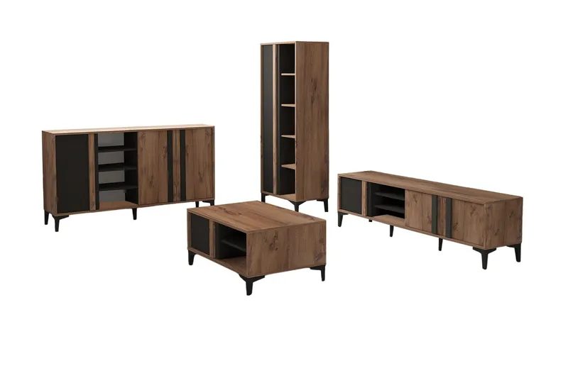 Lacin Möbelset För Vardagsrum - Antracit - Möbler - Möbelset - Möbelset för vardagsrum