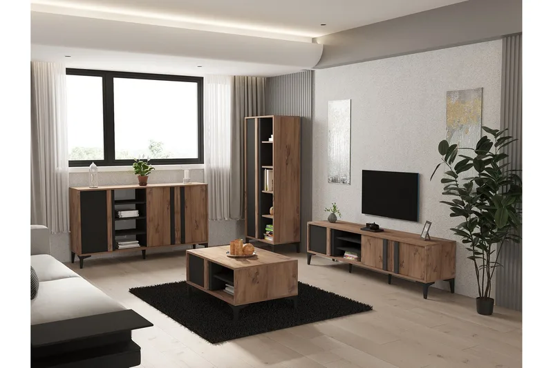 Lacin Möbelset För Vardagsrum, Antracit