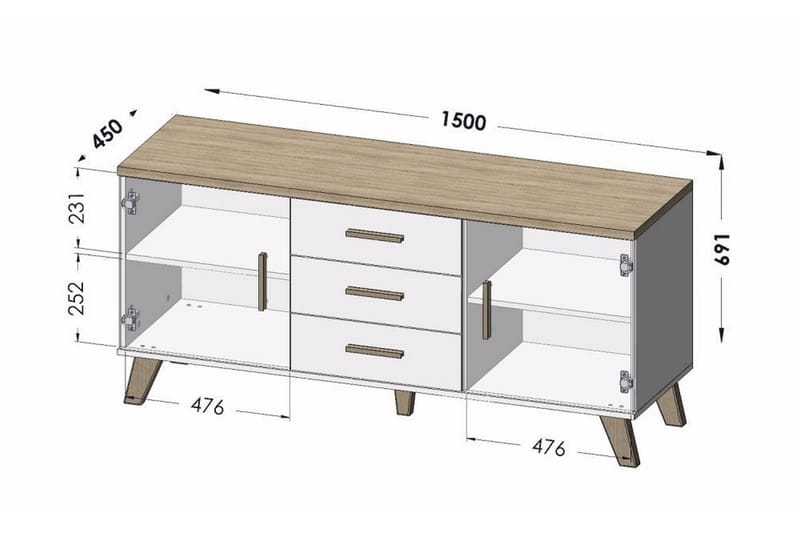 Lottana 2 Möbelset för Vardagsrum - Ekfärg/Svart - Möbelset för vardagsrum