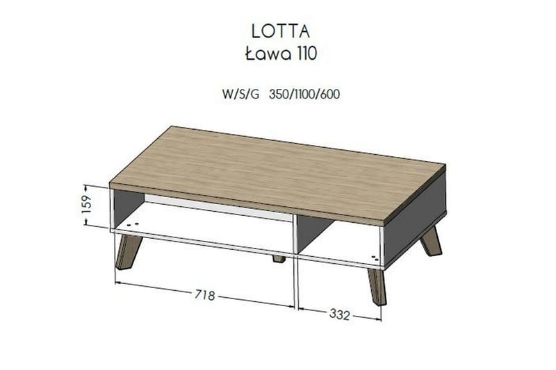 Lottana 2 Möbelset för Vardagsrum - Ekfärg/Svart - Möbelset för vardagsrum
