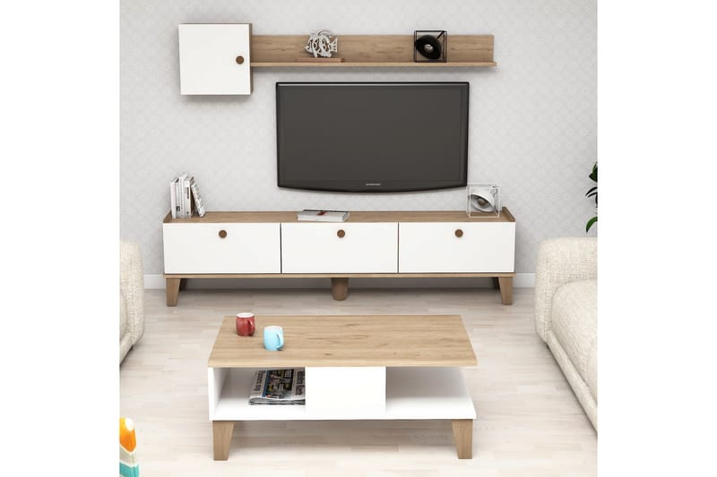 Möbelset för vardagsrum 35x178 cm 2 Delar - Natur/Vit - Möbler - Möbelset - Möbelset för vardagsrum