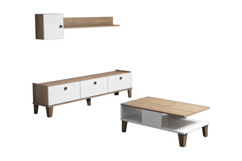 Möbelset för vardagsrum 35x178 cm 2 Delar - Natur/Vit - Möbler - Möbelset - Möbelset för vardagsrum