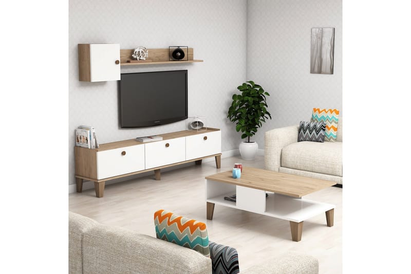 Möbelset för vardagsrum 35x178 cm 2 Delar - Natur/Vit - Möbler - Möbelset - Möbelset för vardagsrum