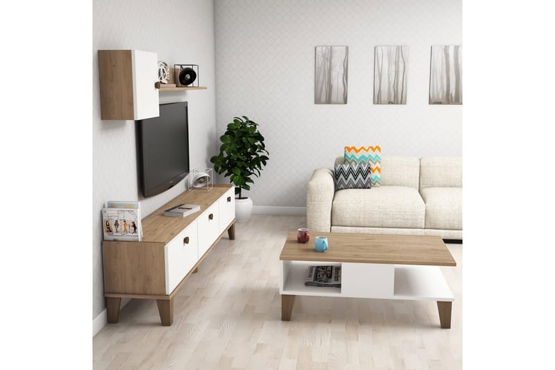 Möbelset för vardagsrum 35x178 cm 2 Delar - Natur/Vit - Möbelset för vardagsrum