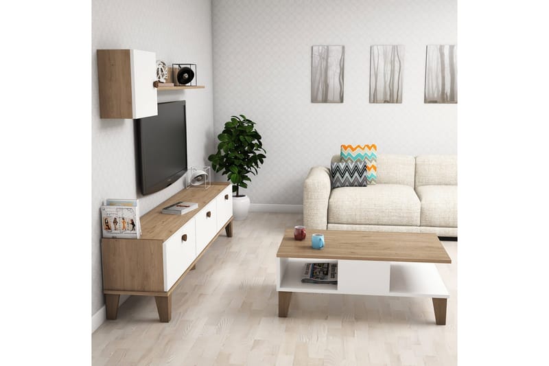 Möbelset för vardagsrum 35x178 cm 2 Delar - Natur/Vit - Möbler - Möbelset - Möbelset för vardagsrum