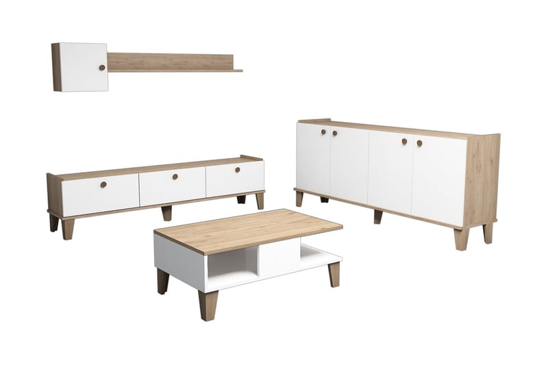 Möbelset för vardagsrum 35x178 cm 2 Delar - Natur/Vit - Möbler - Möbelset - Möbelset för vardagsrum