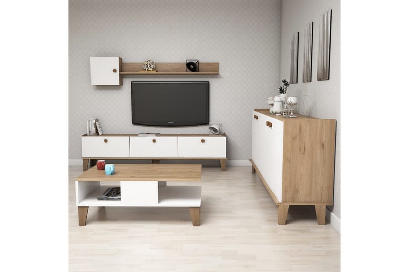 Möbelset för vardagsrum 35x178 cm 2 Delar - Natur/Vit - Möbler - Möbelset - Möbelset för vardagsrum