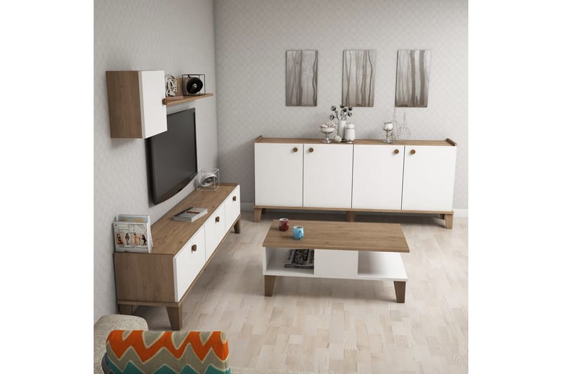 Möbelset för vardagsrum 35x178 cm 2 Delar - Natur/Vit - Möbler - Möbelset - Möbelset för vardagsrum