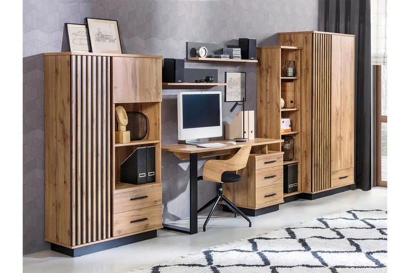 Möbelset för vardagsrum, Svart|Ek