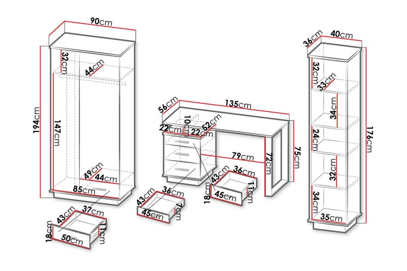 Möbelset för vardagsrum - Svart|Ek - Möbler - Möbelset - Möbelset för vardagsrum