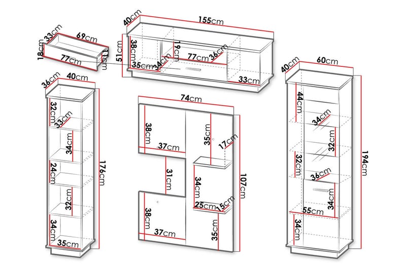 Möbelset för vardagsrum - Svart|Ek - Möbler - Möbelset - Möbelset för vardagsrum