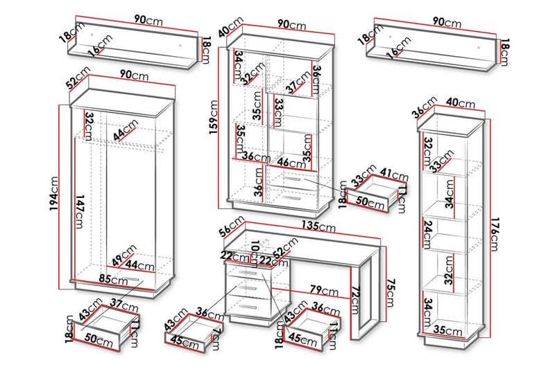 Möbelset för vardagsrum - Svart|Ek - Möbler - Möbelset - Möbelset för vardagsrum
