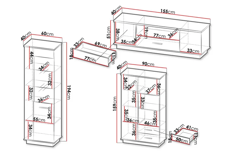 Möbelset för vardagsrum - Svart|Ek - Möbler - Möbelset - Möbelset för vardagsrum