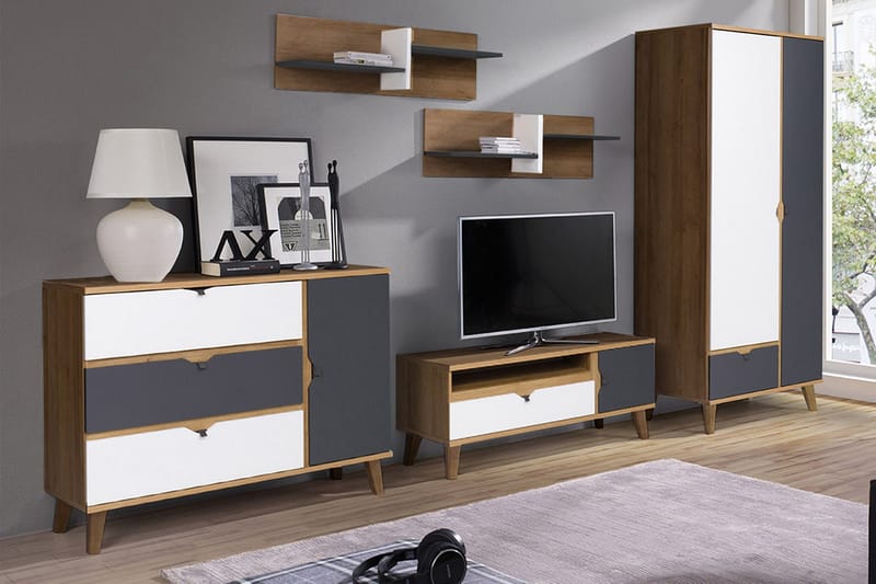 Memone Vardagsrumsset, Beige/Grå/Vit